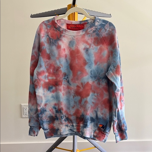 Aviator Nation Red and Blue Tie-Dye Sweatshirt